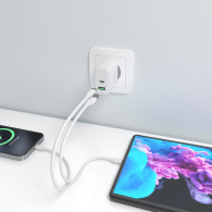 CARGADOR GAN 45W 1xUSB-C PD3.0 QC4.0 1xUSB-A QC3.0 BLANCO AISENS A110-0971