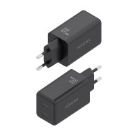 CARGADOR GaN 65W 2xUSB-C PD3.0 QC4.0 NEGRO AISENS ASCH-65W2P079-BK