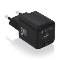 CARGADOR GaN 20W 1xUSB-C PD3.0 QC4.0 1xUSB-A QC3.0 NEGRO AISENS ASCH-20W2P011-BK