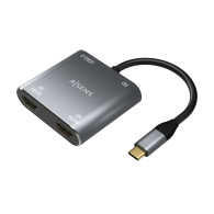 CONVERSOR USB-C A 2xHDMI 4K SST MST-USB2.0-USB-C PD 60W 15CM AISENS A109-0625