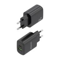 CARGADOR GaN 20W 1xUSB-C PD3.0 1xUSB-A QC3.0 NEGRO AISENS A110-0910