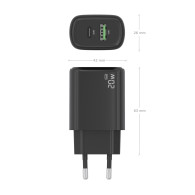 CARGADOR GaN 20W 1xUSB-C PD3.0 1xUSB-A QC3.0 NEGRO AISENS A110-0910