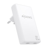 CARGADOR GaN 65W 2USB-C PD3.0 QC4.0 BLANCO AISENS ASCH-65W2P077-W