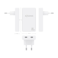 CARGADOR GaN 65W 2USB-C PD3.0 QC4.0 BLANCO AISENS ASCH-65W2P077-W