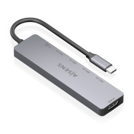 DOCK AISENS 6 EN 1 USBC A HDMI 4USBA 1USBCPD 100W GRIS 15CM ASUC-6P047-GR