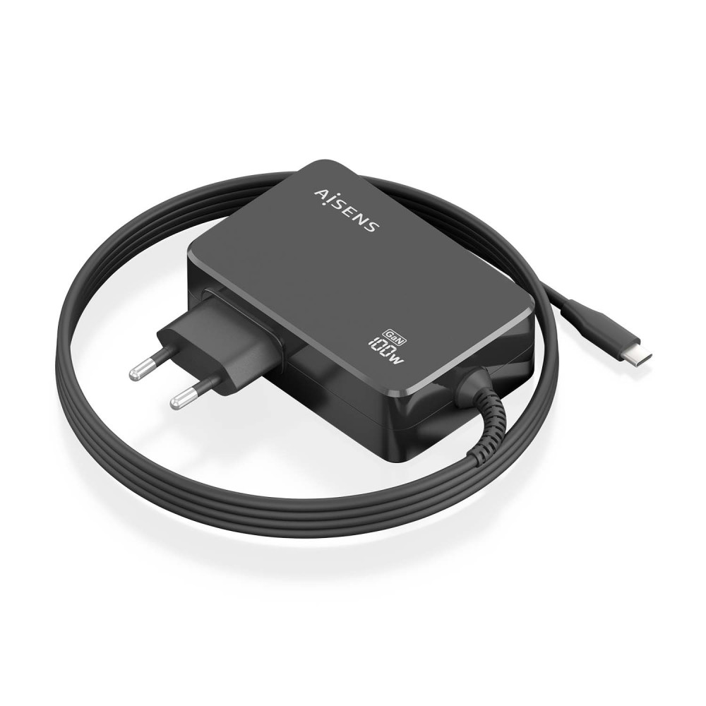 CARGADOR GaN 100W PD3.0 1XUSB-C 1.8M NEGRO AISENS ASCH-1PD100WL50-BK