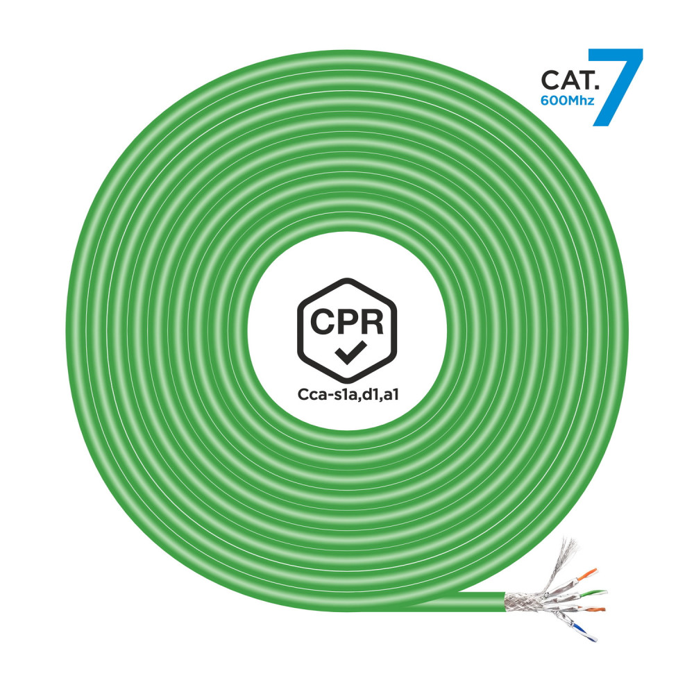 CABLE RED RJ45 LSZH CPR Cca CAT7 600 MHZ S FTP AWG23 VERDE 305M AISENS A146-0667