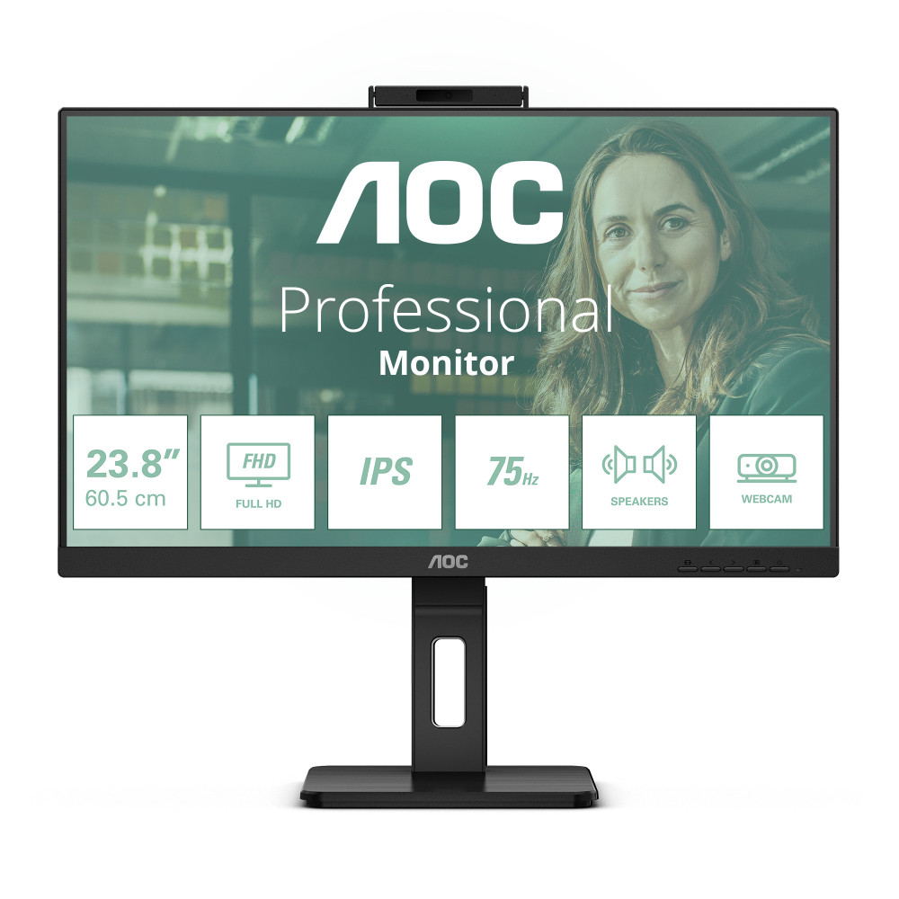 MONITOR 23.8 AOC PROFESIONAL 24P3QW IPS FHD 1920X1080 75HZ MM 2HDMI PIVOT NEGRO