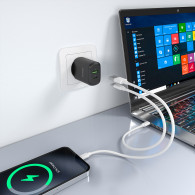 CARGADOR GaN 30W 1xUSB-C PD3.0 QC4.0 1xUSB-A QC3.0 NEGRO AISENS A110-0978