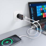 CARGADOR GAN ULTRA DELGADO 30W USB-C USB-A PD3.0 QC4.0 NEGRO AISENS A110-1005