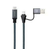 CABLE USB 3.2 GEN2x2 5A 100W USB-C USB-A 1.5 M NANOCABLE 10.01.4111-L150-COMB