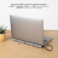 HUB USB-C 3xUSB-A+USB-C+PD+2xHDMI+DP+RJ45+SD+AUDIO NANOCABLE 10.16.1012