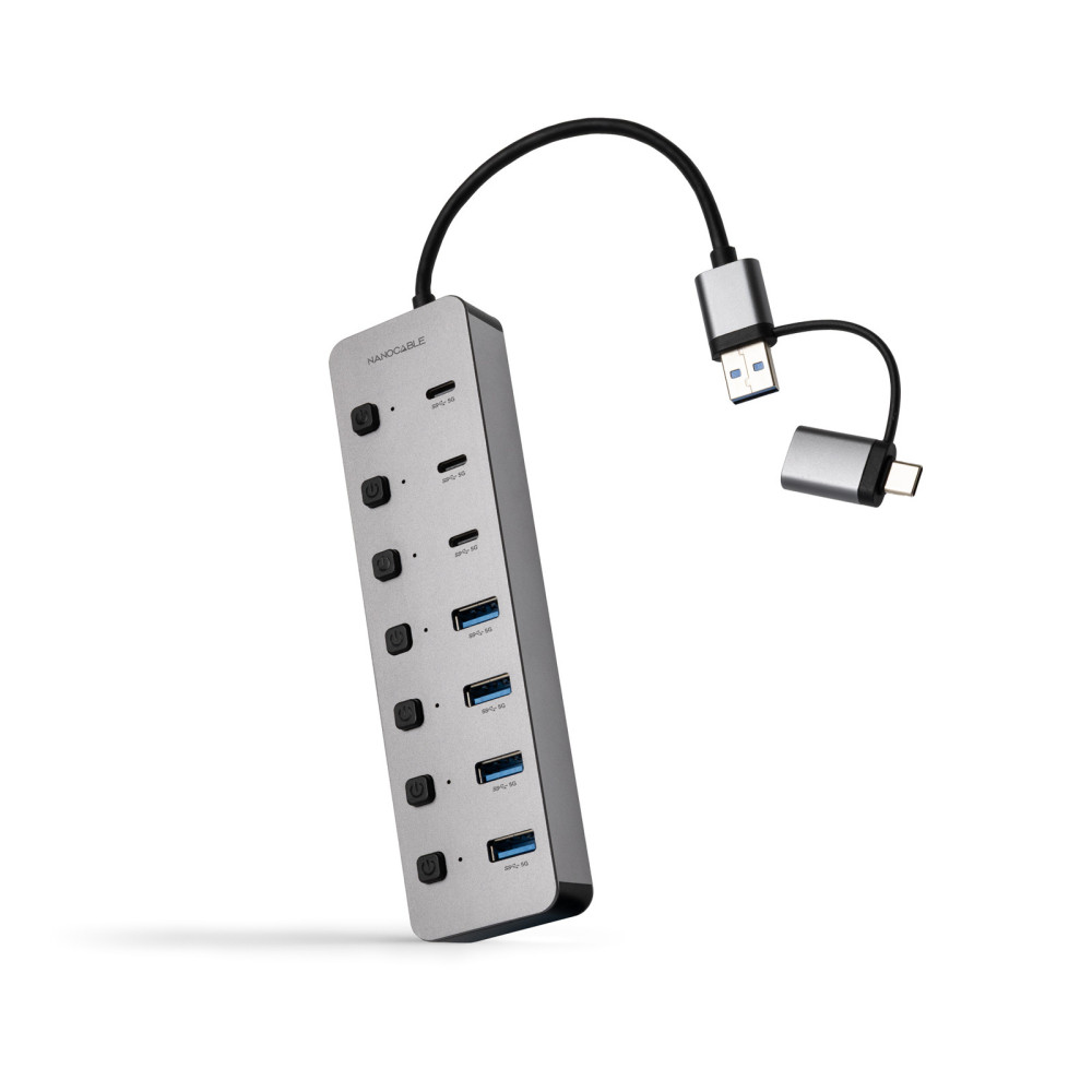 HUB USB-C A 4xUSB-A 3.0+3xUSB-C 3.0+USB-C 5V NANOCABLE 10.16.4510
