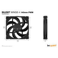 VENTILADOR CAJA ADICIONAL 14X14 BE QUIET SILENT WINGS 4 140 BLACK