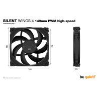 VENTILADOR CAJA ADICIONAL 14X14 BE QUIET SILENT WINGS 4 140 HIGH-SPEED BLACK