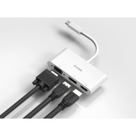 HUB USB-C D-LINK USB 3.1 A HD-15 VGA DP HDMI DUB-V310