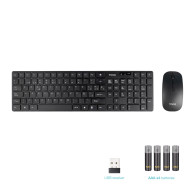 TECLADO TOOQ INALAMBRICO KIT T+R SLIM 105TECLAS NEGRO TQKMW-3102-B