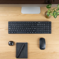 TECLADO TOOQ INALAMBRICO KIT T+R SLIM 105TECLAS NEGRO TQKMW-3102-B