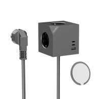 CARGADOR GAN 20W 2XUSB-C PD 1XUSB-A CUBIK CON CABLE GRIS COOLBOX COO-BEN-CU-CUBE2