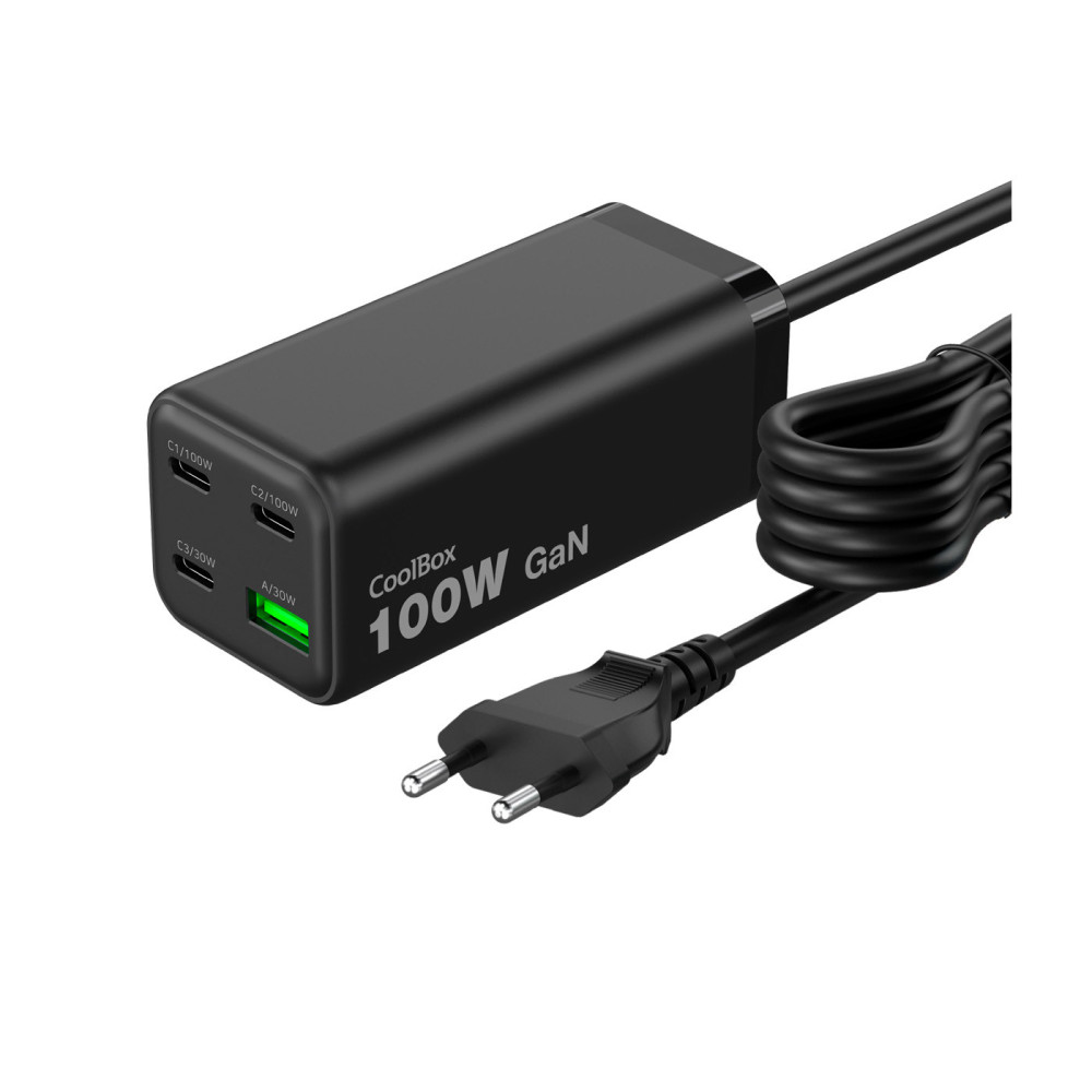 CARGADOR USB COOLBOX PARED 3xUSB-C 1xUSB-A 100W GAN COO-CUP-100C3AB