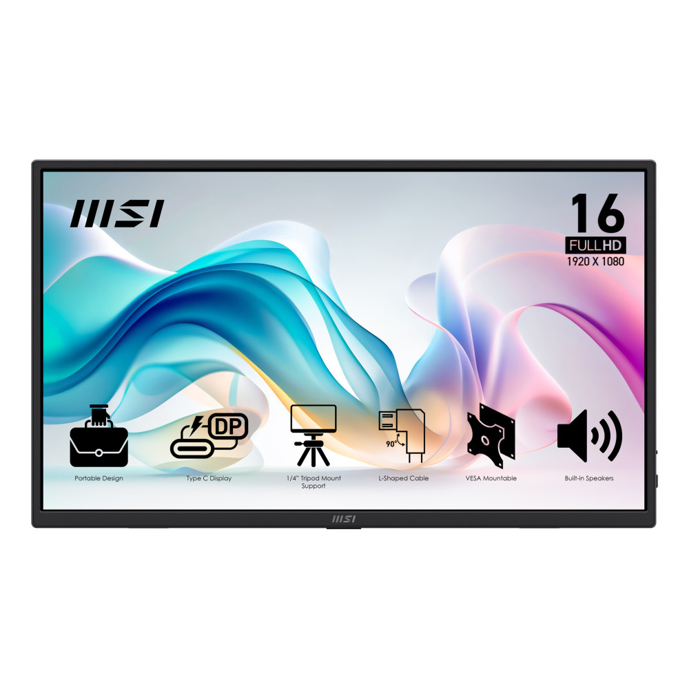 MONITOR 15.6 MSI PORTATIL MP165 E6 FHD1920X1080 USB-C HDMI NEGRO